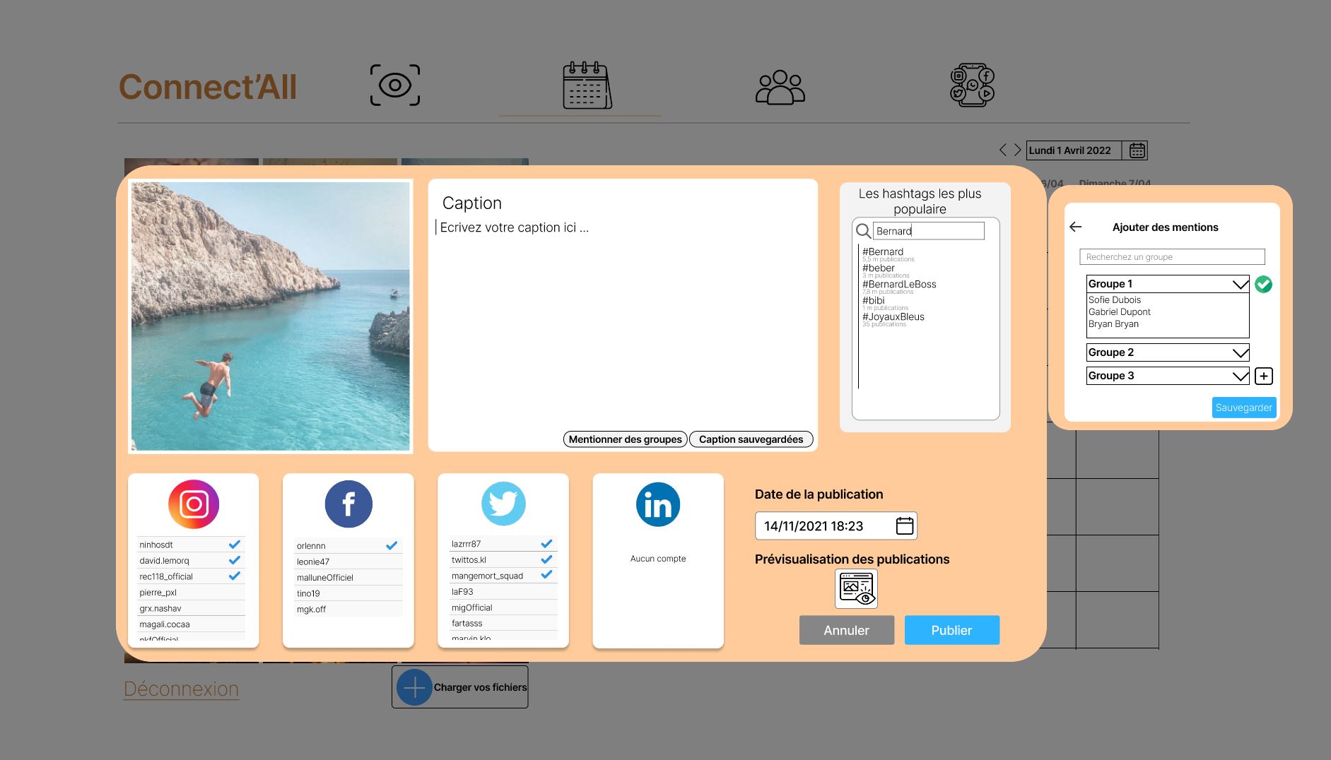 Social media content planning dashboard